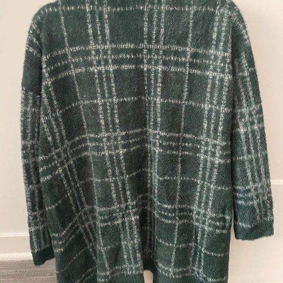 1. State Windowpane Forest Green Cardigan - Picture 4 of 6